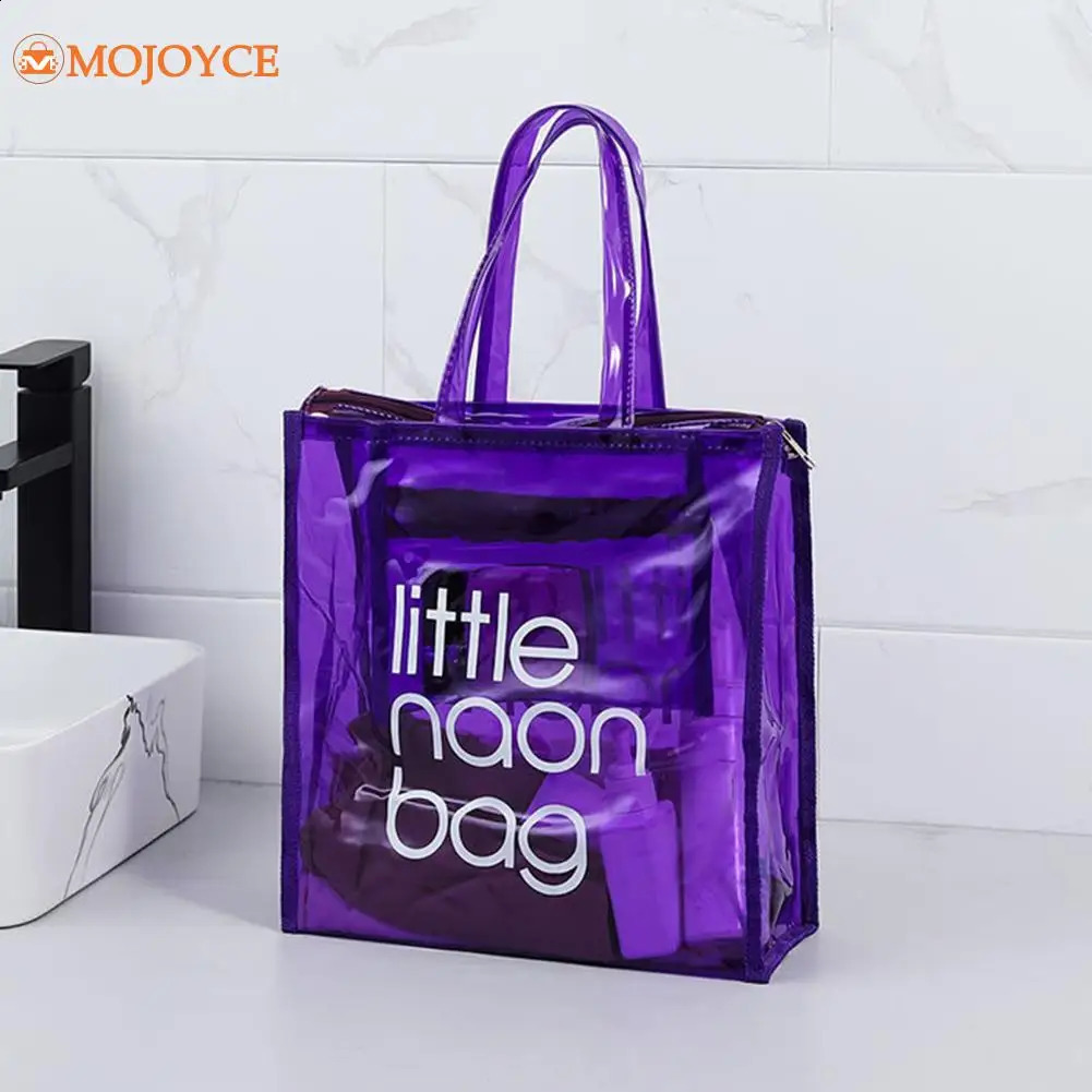 PVC Transparent Handbag Candy Color Clear Handbag Large Capacity Waterproof Shoulder Tote Lady Shopper Bags Summer Beach Clutch 241223