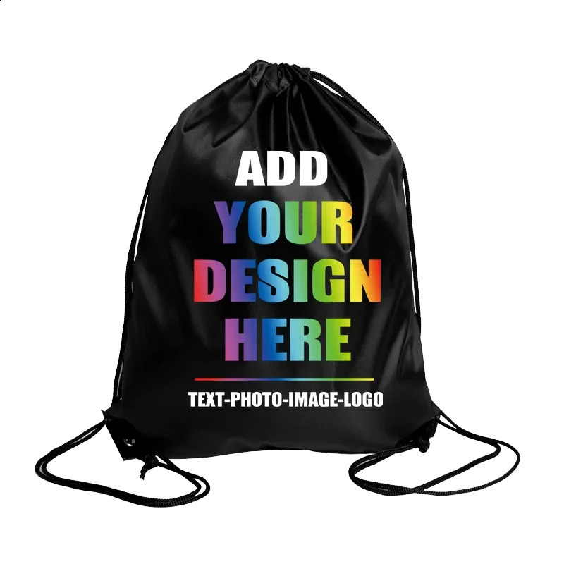 2050Pcs Custom Bag Printing Schoolbag Promotional Outdoor Casual Gym Sport Waterproof Advertising Drawstring Backpack 241213