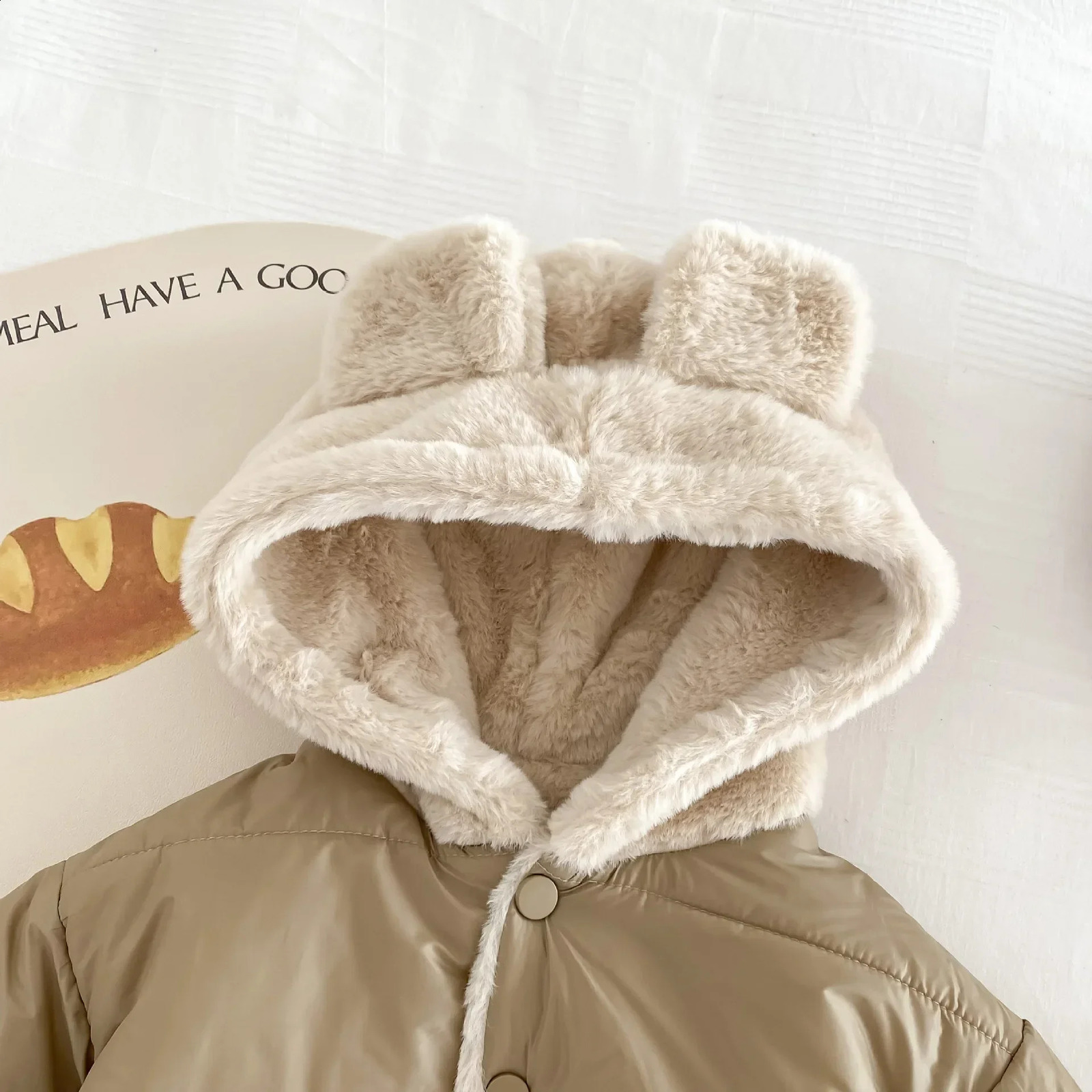 Cute Childrens Winter Jacket Fur Lining 0-5 Years Old Girls Boys Hoodies Coats Korean Style Kids Baby Thick Warm Outwear 241223