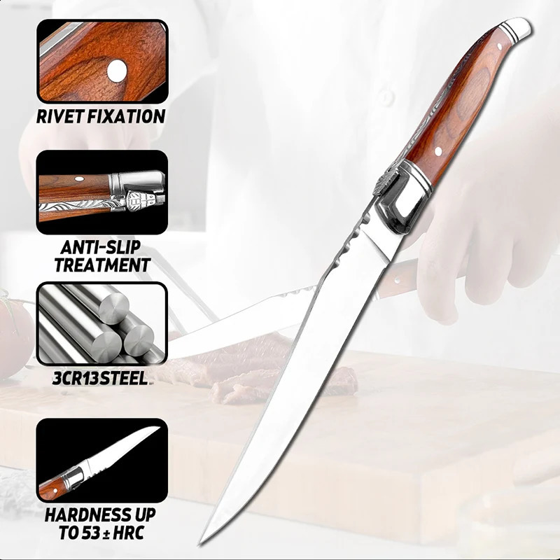 Grandsharp 3.5-inch Laguiole steak knife stainless steel dining table knife flat beef cutter cutlery gift box 241223