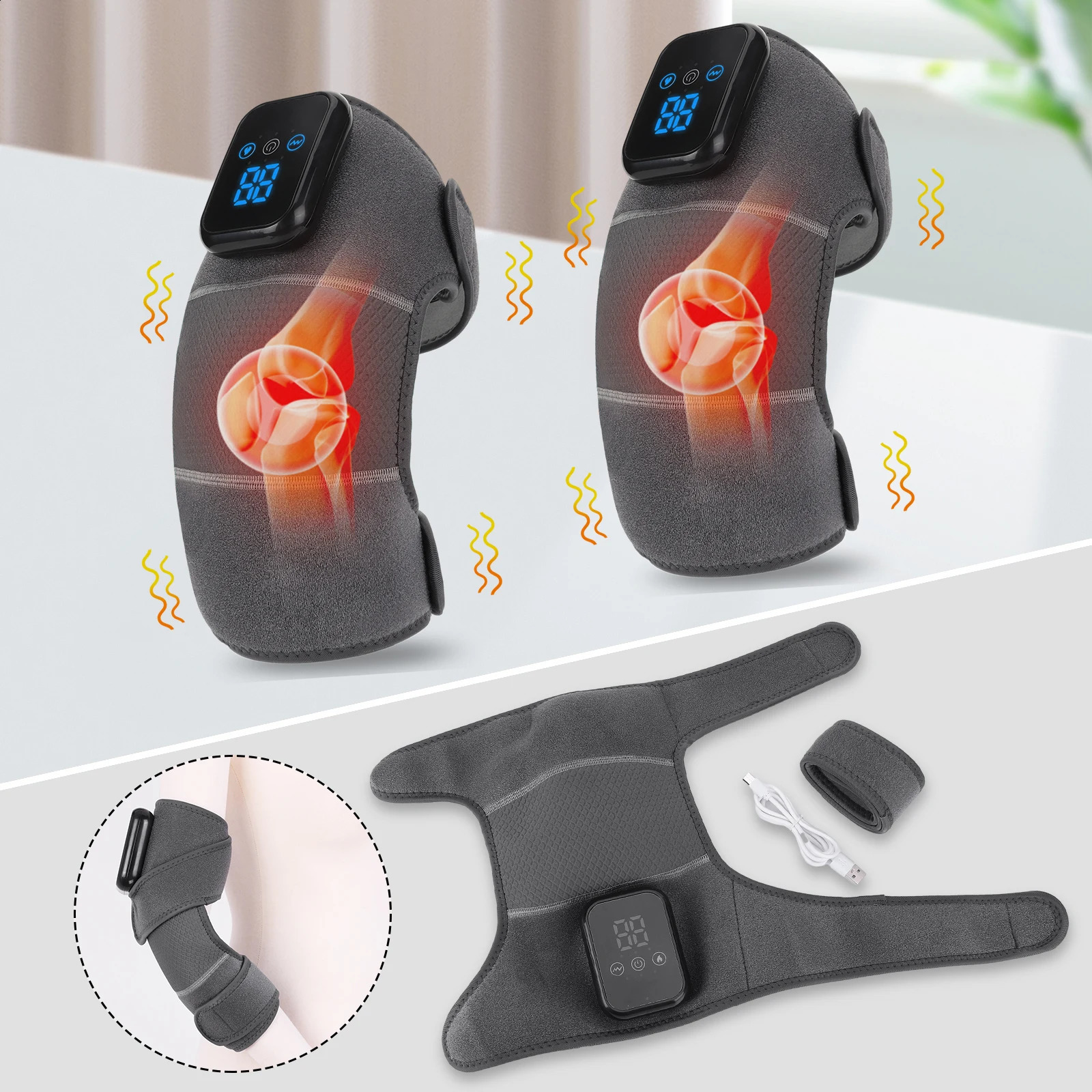 Vibration Heated Knee Massager Knee Massager 3 Adjustable Mode Shoulder Brace Heated Knee Pad Gift for A Comforting Massage 241224