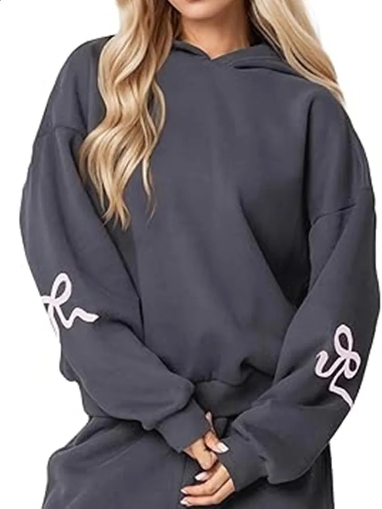 Yangelo Y2K Womens Oversized Bow Printed Hoodie Sweater Long Sleeve Zipper Hoodie Street Clothing Top 241224