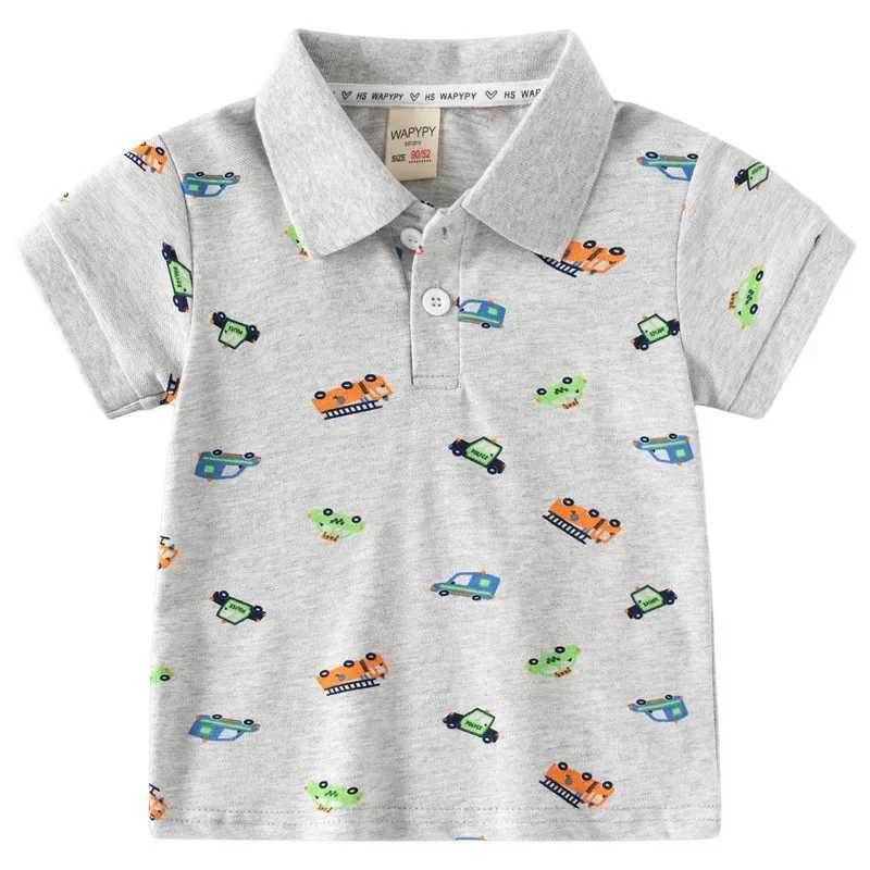 Childrens short sleeved T-shirt for new summer loose fitting polo shirt for boys printed with breathable cotton suitable for ages 3-8 W241223