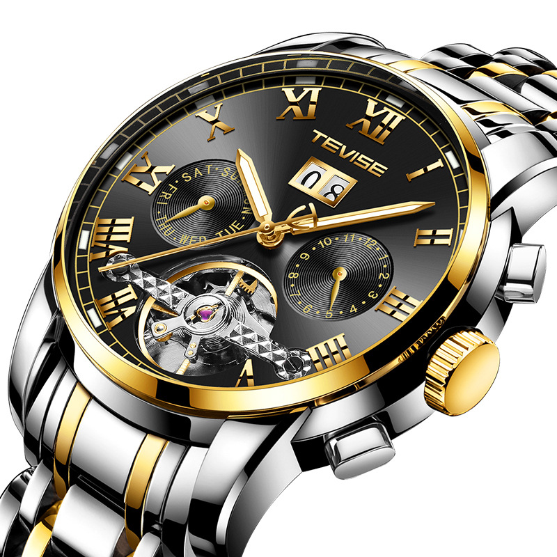 Luxury Original Mechanical Watch For Men High-end Sports Watch Starry Moon Phase Watch Waterproof Night Light Tourbillon High-quality Mechanical Wrist