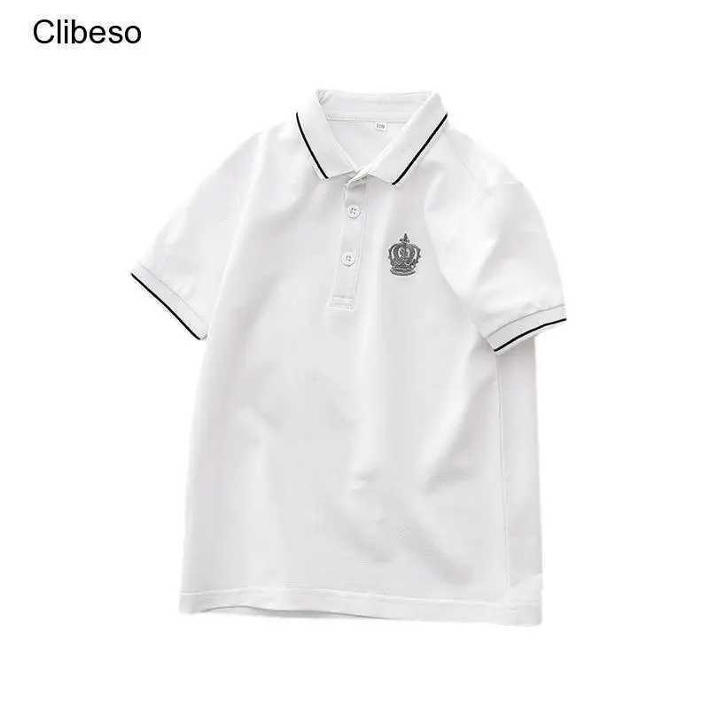 Clibeso boys polo shirt childrens short sleeved cotton T-shirt embroidered childrens summer coat top school sportswear W241223