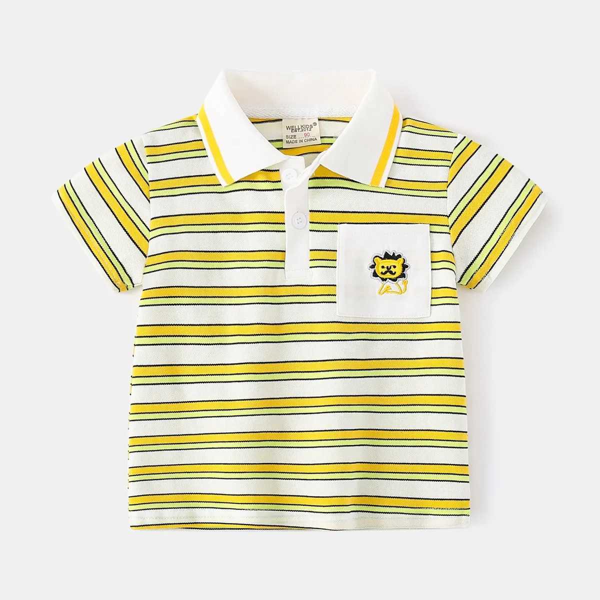 Boys polo shirt short sleeved childrens shirt summer striped 90-130cm childrens T-shirt soft boys clothing 4-6Y W241223