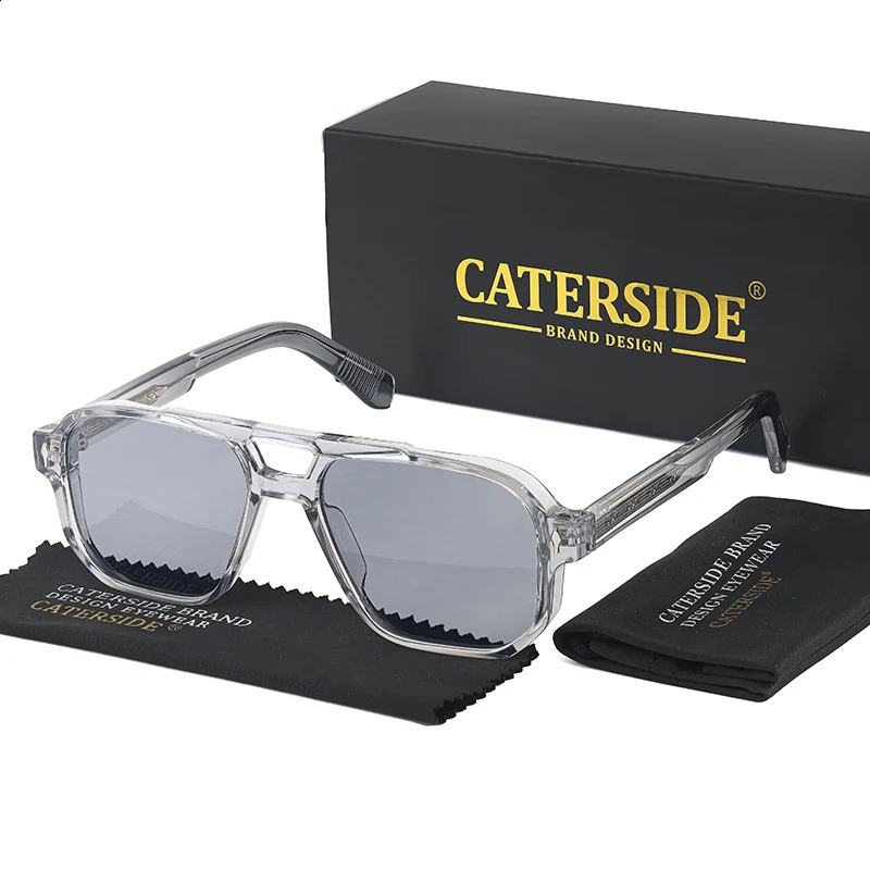 CATERSIDE Retro Punk Sunglasses Men Flat Top Double Bridges Sun Glasses Women Driving Travel Party Eyeglasses 241224