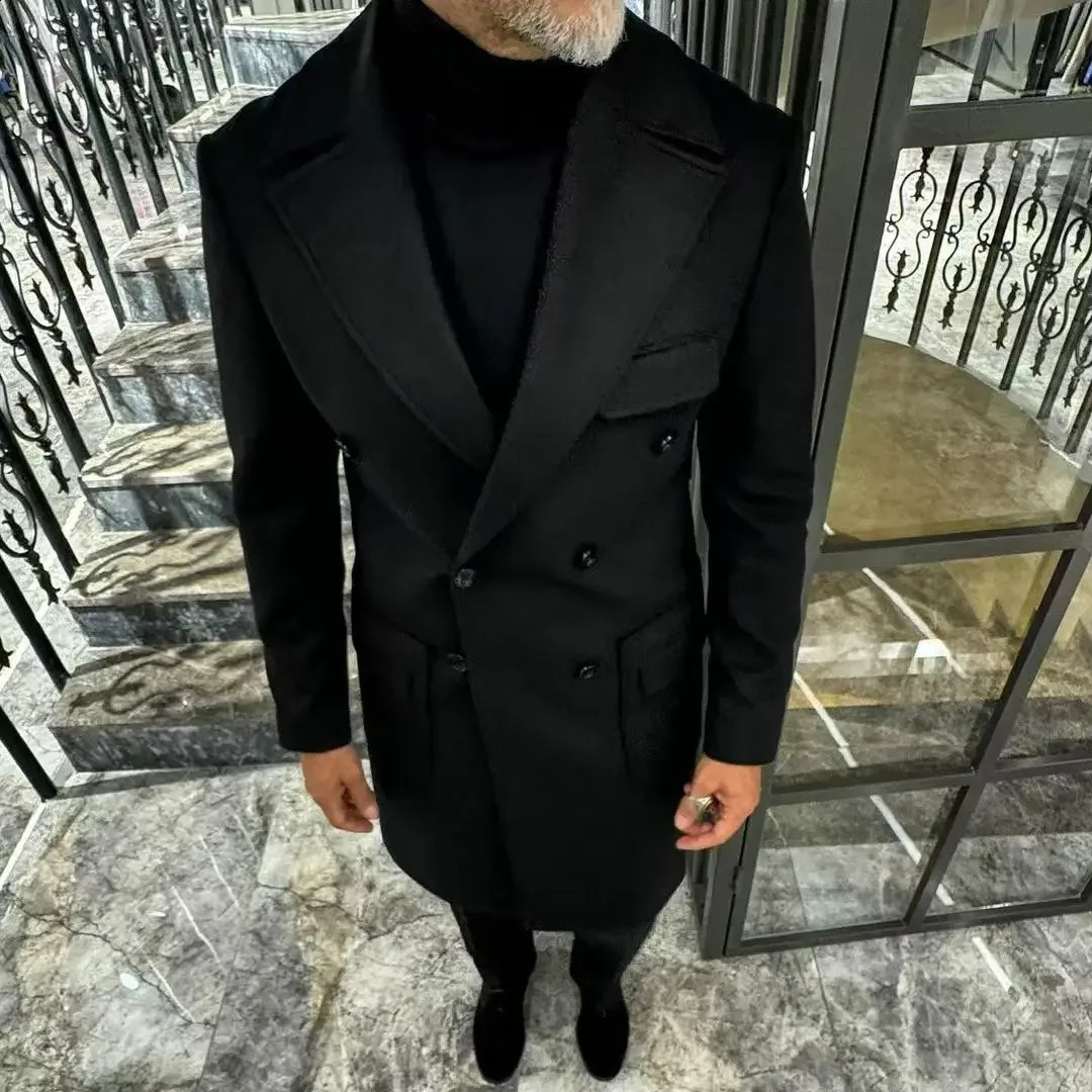 Independent Station AutumnWinter Mens Fashionable Woolen Lapel MediumLength Casual Overcoat Jacket 241220