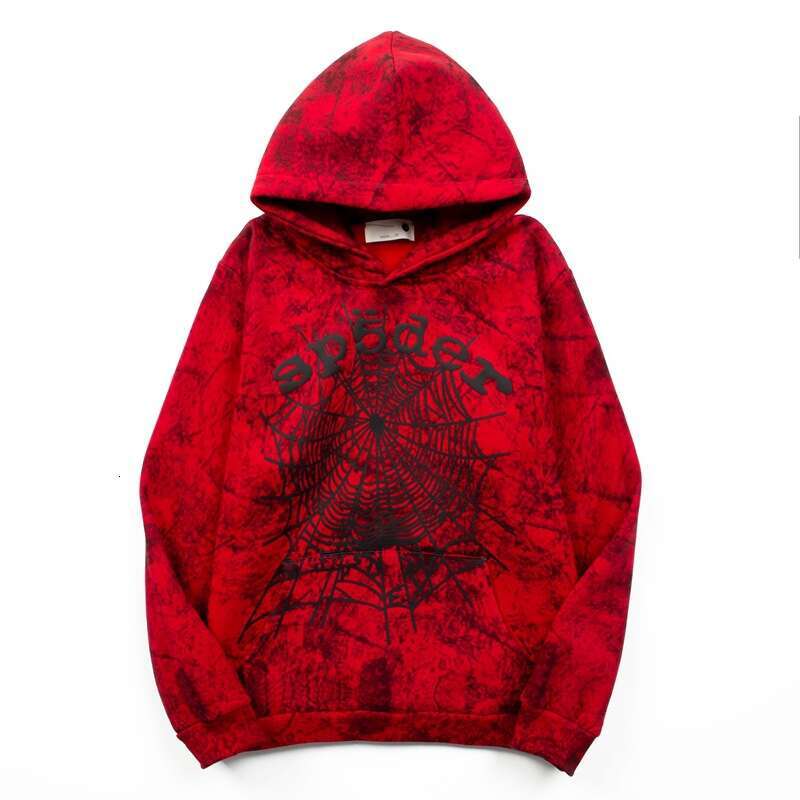 New autumn winter spider web foam letter splash print American men's and women's casual hooded sweatshirt trend