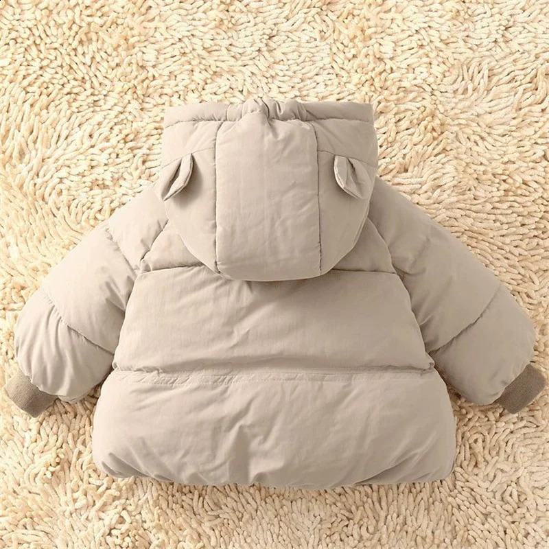 Boy Daily Down Coat Girls Casual Winter Thickened Jackets Kids Warm Hooded Fashion Outerwear Children Solid Color Cotton Parkas 241223
