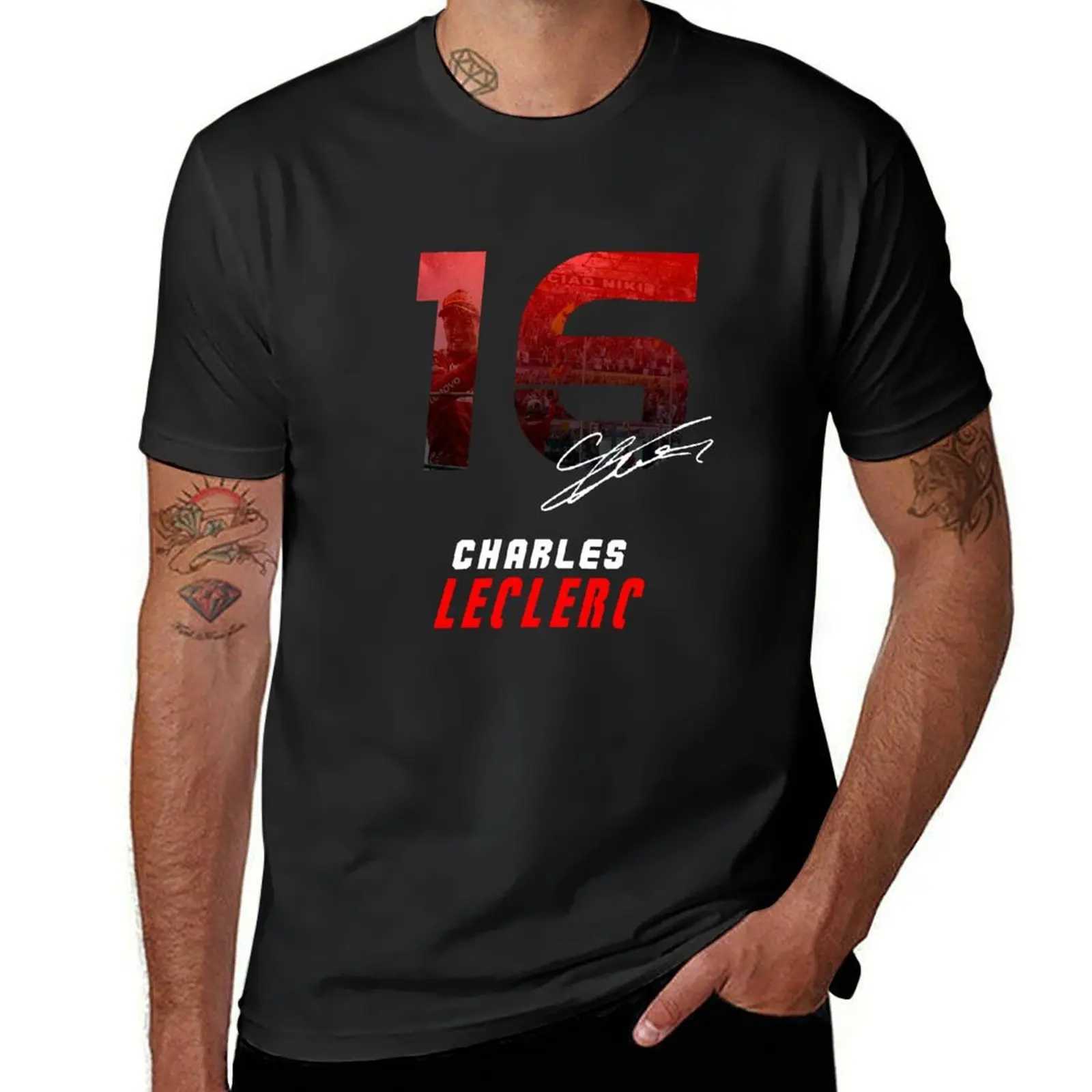 Charles Leclerc plain weave T-shirt custom fast drying aesthetic clothing mens high neck T-shirt W241223