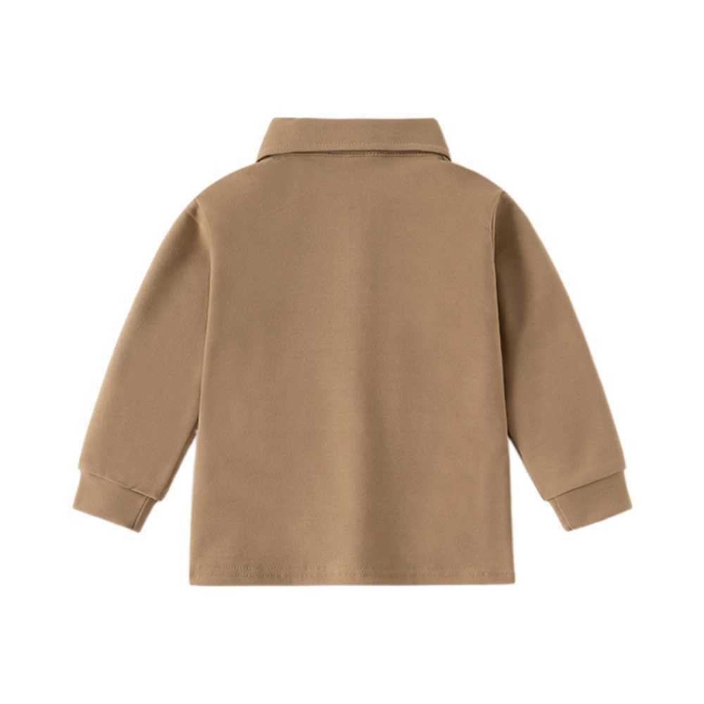Boys solid color long sleeved ultra-thin classic polo shirt 2024 spring/summer casual collar childrens thick T-shirt (2-7 years old) W241223
