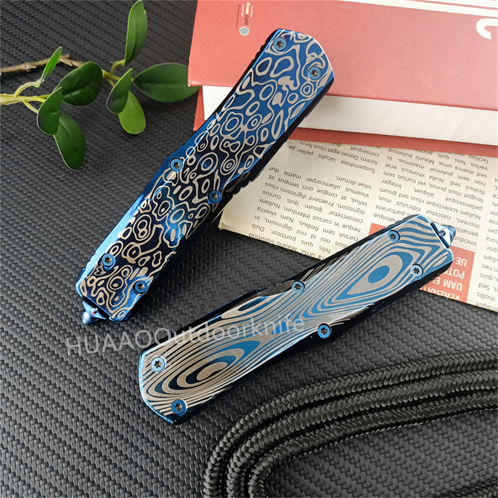 High Quality Micr Assisted Pocket 440C Blue Titanium Blade Zinc Aluminum Alloy Handle Outdoor Multifunction Hunting Knife 3300 3400 4850 Men Collector