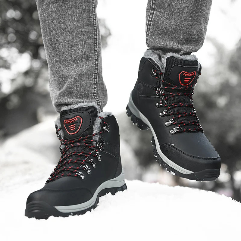 Outdoor Non-slip Man Snow Boots Thickened Warm Men Casual Shoes Winter Hiking Shoes Plus Velvet Large Size Waterproof Boots 241228