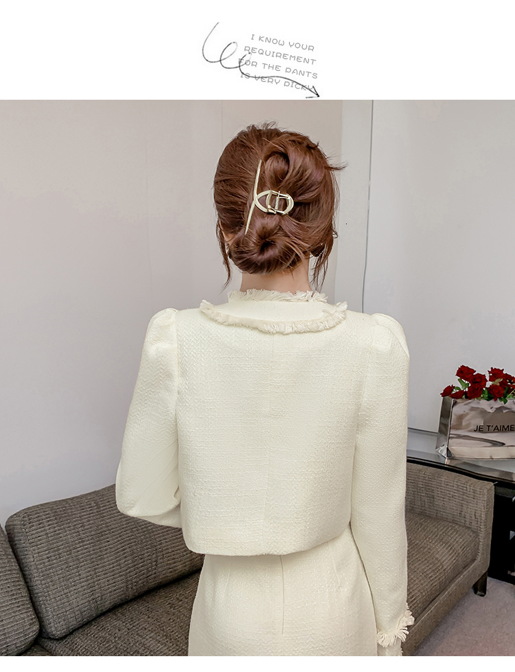 High Quality Female Elegant Suits New Fall Winter Tassel Tweed 2 Piece Set Women Outfits Crop Top+Bodycon Midi Skirt Suit