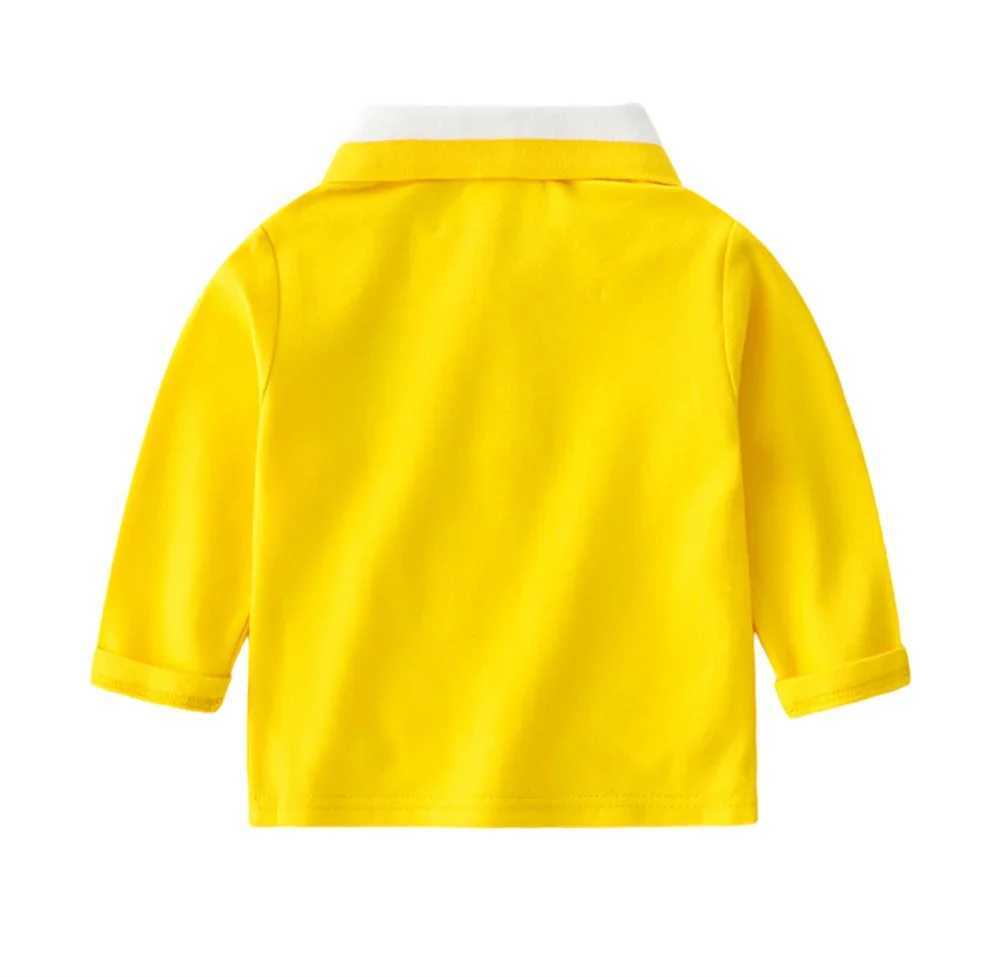 Autumn embroidered long sleeved cotton polo shirt for boys colored casual collar T-shirt for children aged 2-7 W241223