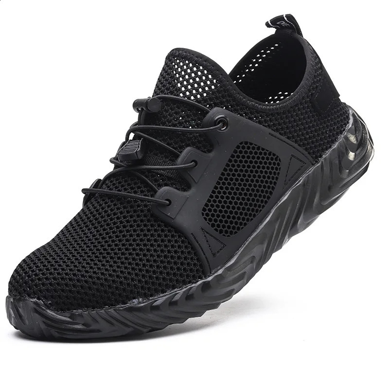 Work shoes mens safety shoes steel toe perforated work shoes fashion inseparable shoes safety breathable sports shoes 241223