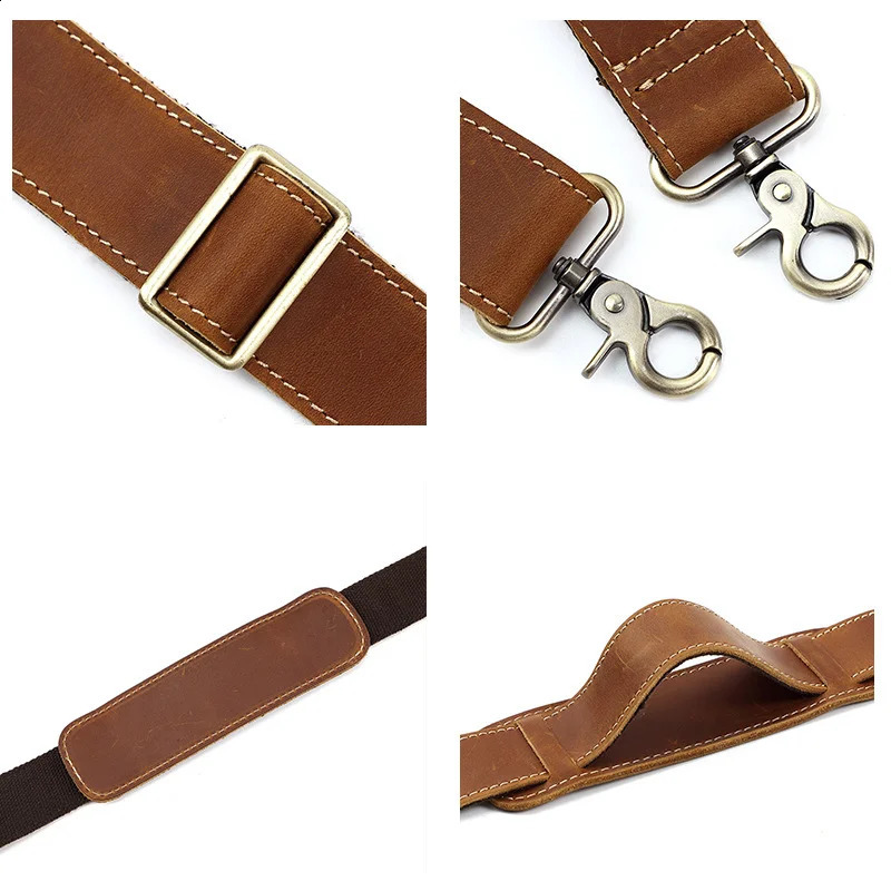 AIGUONIU Retro Adjustable Ten Font Retro Style Bag Hanger Leather Shoulder Strap Handbag 241223
