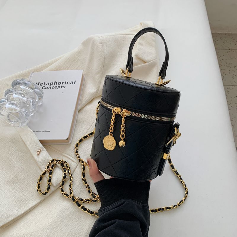 Free shipping 2025 Single Shoulder Bags for Women lady Bucket Handheld Cylinder Chain Crossbody Bag