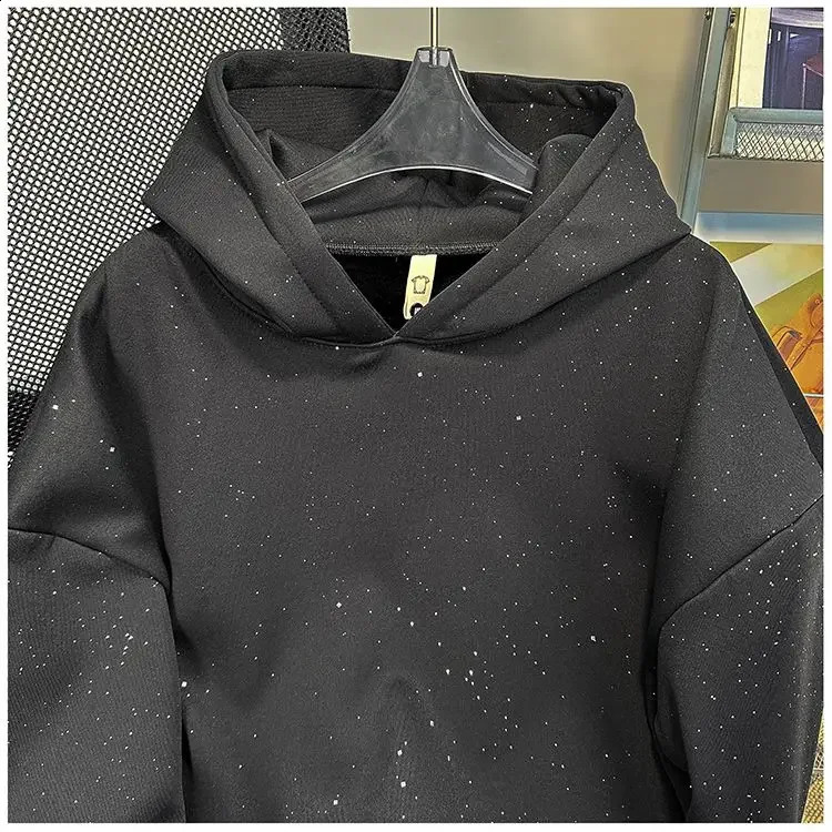 American retro high street full of stars sweater women loose fashion hooded coat Joker casual coat in autumn and winter. 241217