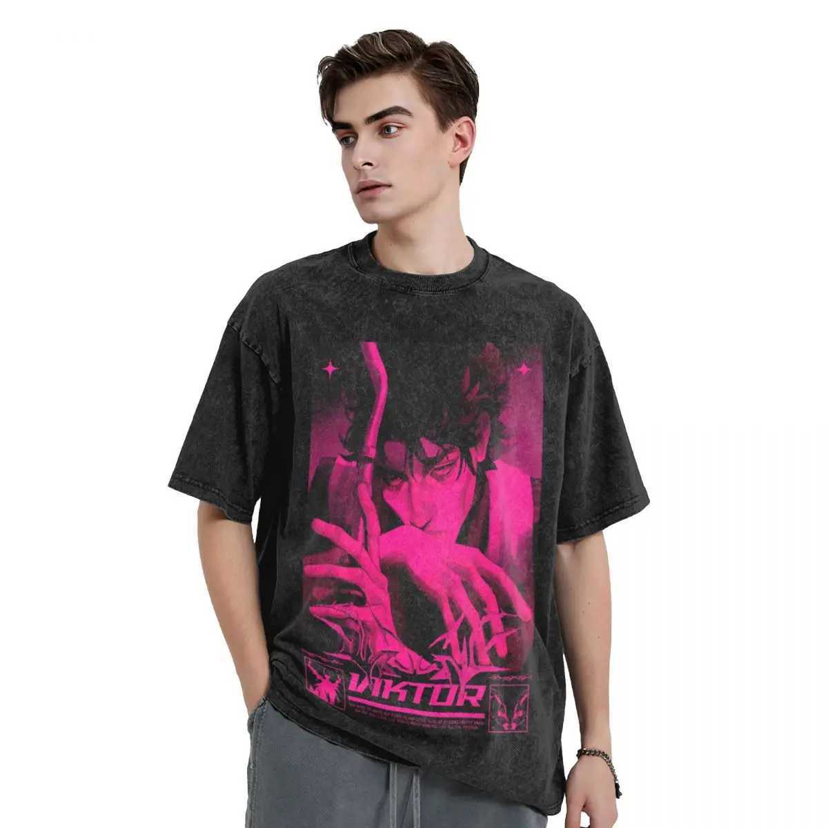 Extra Large Washable T-shirt Viktor Simple T-shirt Anime Mystery Trend T-shirt Mens Beach Y2K Fun Casual Top W241223