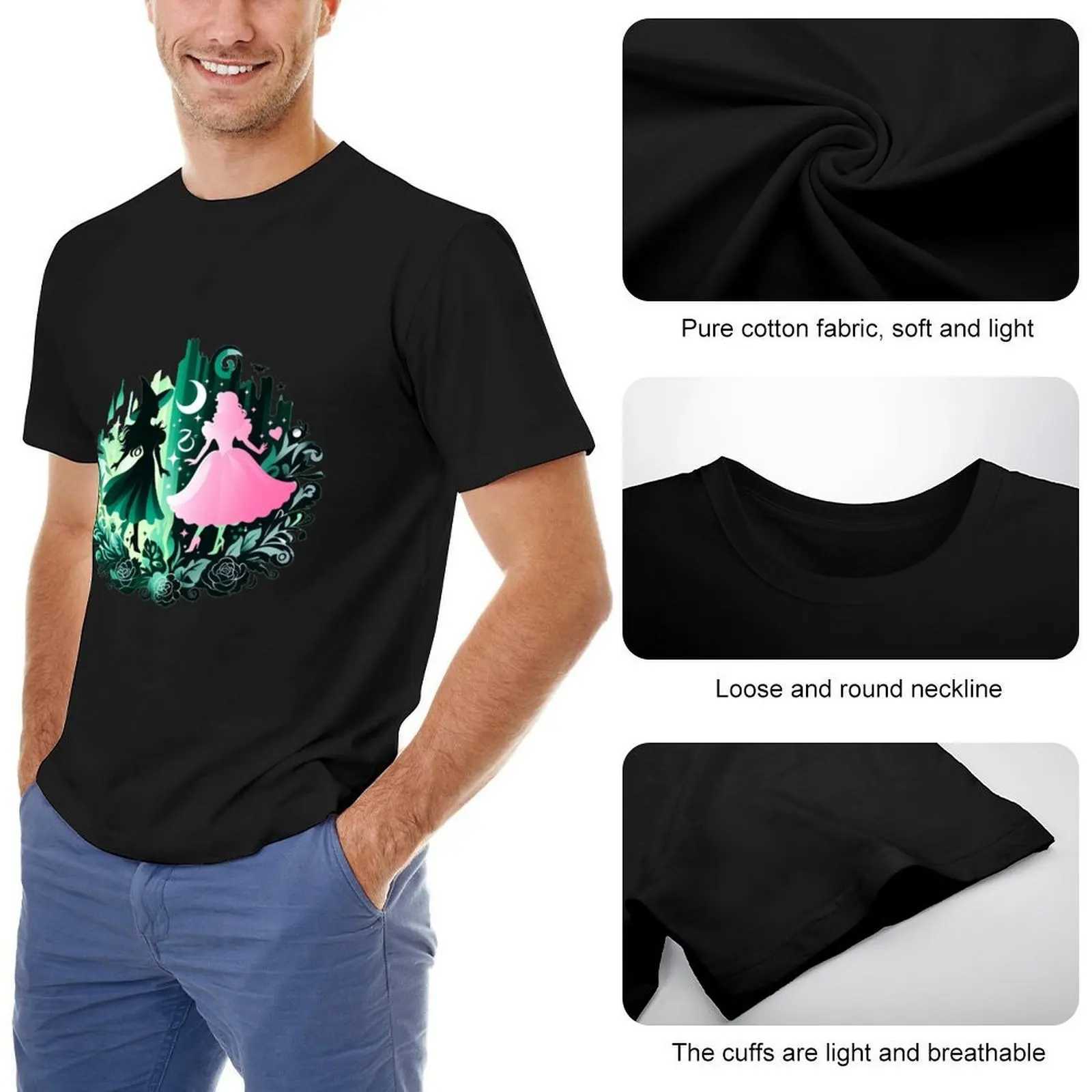 Elphaba Linda Wicked Music T-shirt Heavyweight Fast Drying Mens Solid Color T-shirt W241223