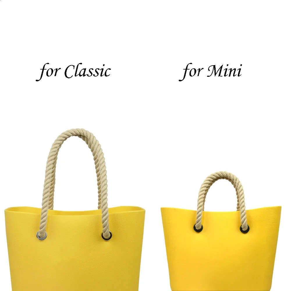 Tanqu 1 pair of long and short black natural hemp rope handles for O-bag Accesorios Obag womens handbag classic mini EVA handbag 241223