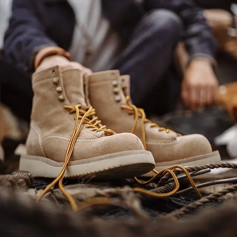 Maden winter ankle boots mens retro suede desert boots casual warm and safe shoes outdoor hiking combat shoes 241223