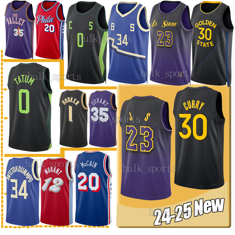 30 Curry Basketball Jerseys 0 Tatum 0 Maxey 34 Antetokounmpo 0 Lillard 35 Durant 1 Booker 12 Morant 20 McCain 8 George Davis Embiid Brown Los Angeles 23 men kids kit