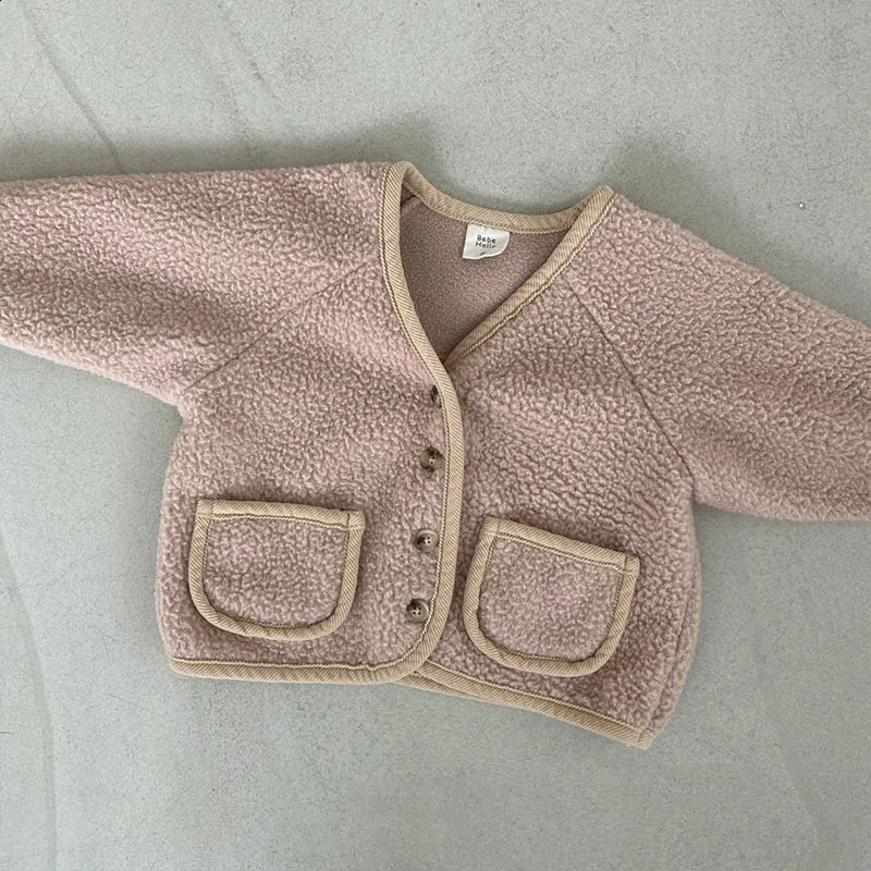 3346B Baby Coat Autumn and Winter Soft Warm Baby Boys Jacket Coat Casual Cardigan Polar Fleece 0-3Year Baby Girl Coat 241223