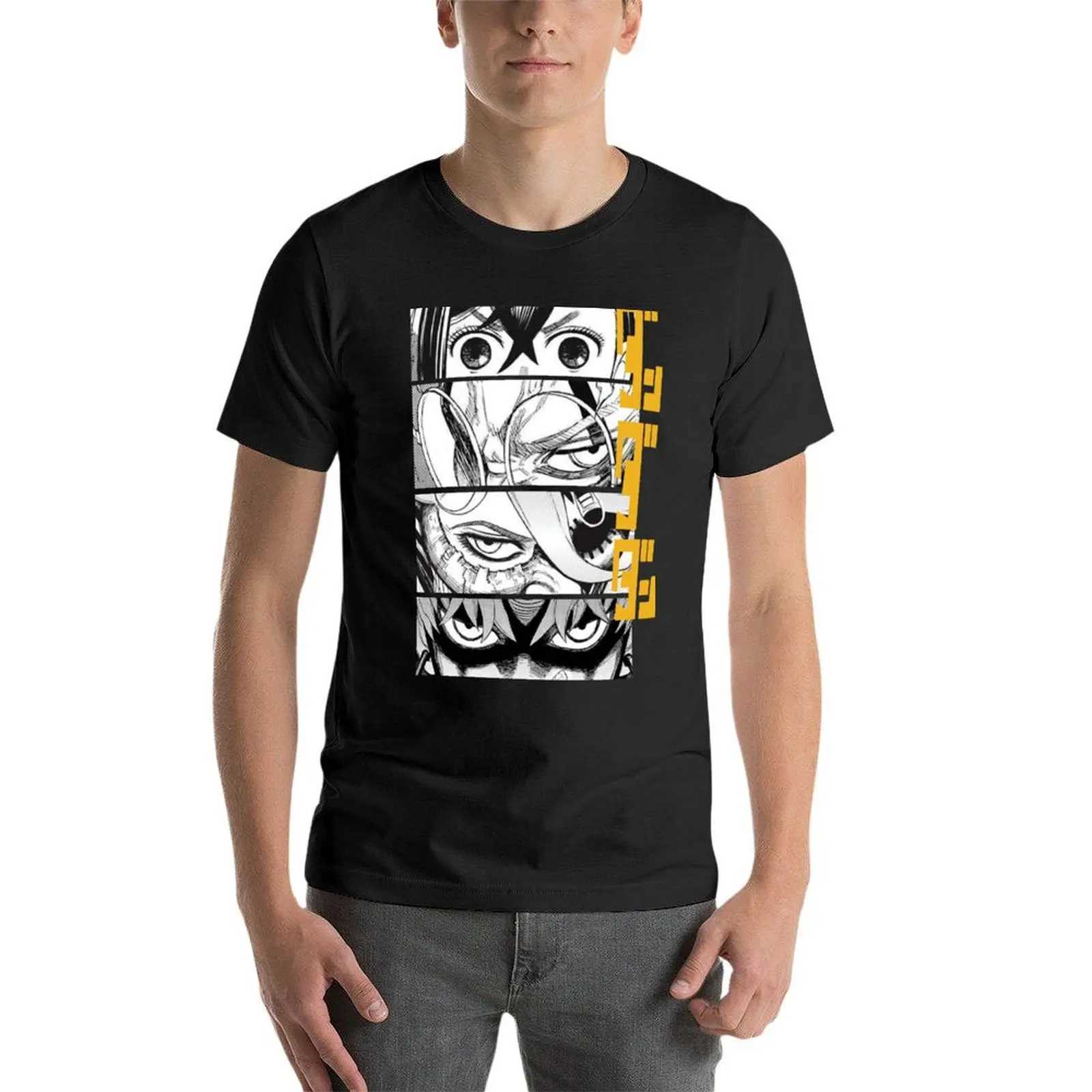 Dandadan Anime Eyes w/Kaji T-shirt Top Mens Solid Color T-shirt W241223
