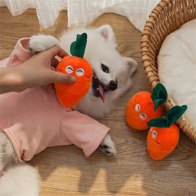 Soft Cute Carrot Chew Squeaker Sound Pet Puppy Supplies Plush Dog and Cat Toys with Squeaks Free shipping