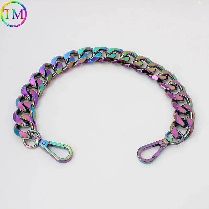 1-3 pieces of 30-100cm rainbow thick circular aluminum chain durable metal snap fasteners used for wallet chain bags and wallet accessories 241223