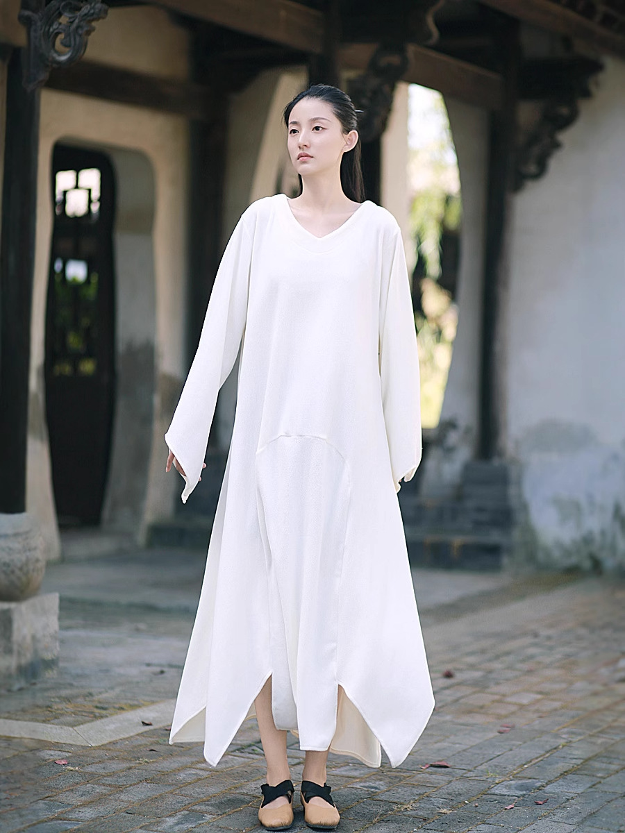 TB79487 Loose Ori Velvet Dress Long Splicing Design Dress Winter
