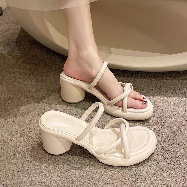 High Slippers Ddmywed Outerwear Summer Version Of Thick Heeled Fashionable Women S Shoes Instagram Trendy And Minimalist Flip Flops Chinese Brand F Dd
