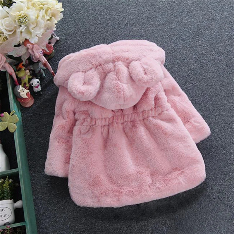 Girls Thickened Coat Baby Warm Solid Color Hooded Jacket Autumn Winter Children Plush Casual Comfortable Outerwear 2-8 Years 241223