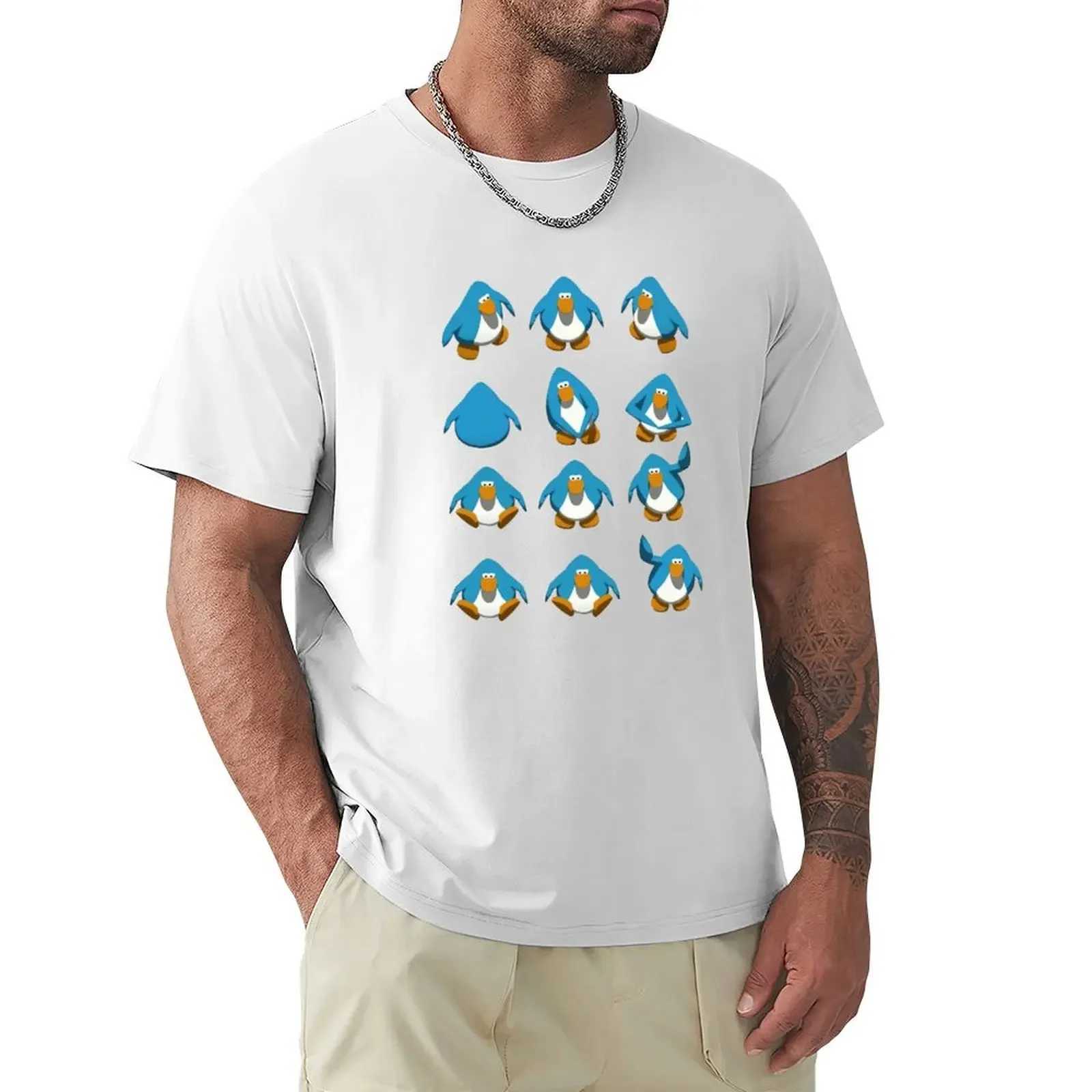Ordinary oversized mens T-shirt casual style club penguin default dance T-shirt street mens clothing harajuku W241223
