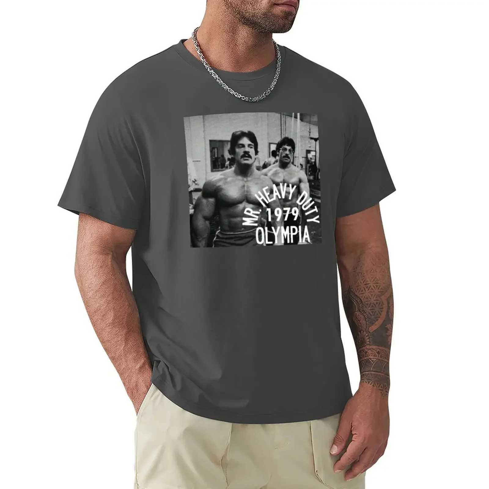 Cheap Street Anime Costume Arrives Round Mike Mentzer Heavy Poster T-shirt Mens Pure Cotton T-shirt W241223