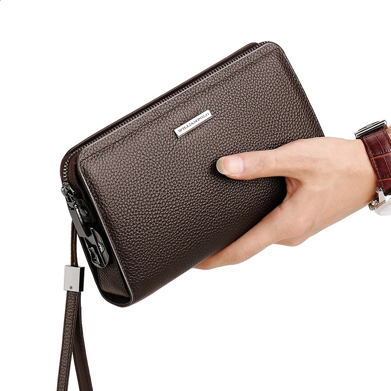 Mens leather handbag multifunctional and personalized wallet fashionable and large capacity phone bag 241224