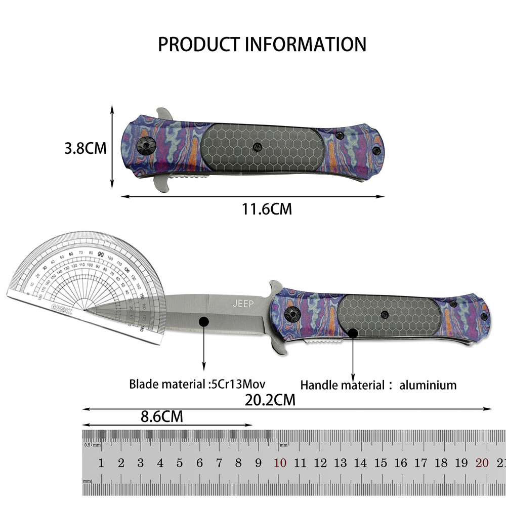 High Quality Purple Jeep DA145 Pocket Multi-function Folding Field Tactical Self Defense Survival Knife EDC Tool Men's Gift 15535 3300 535 533 94