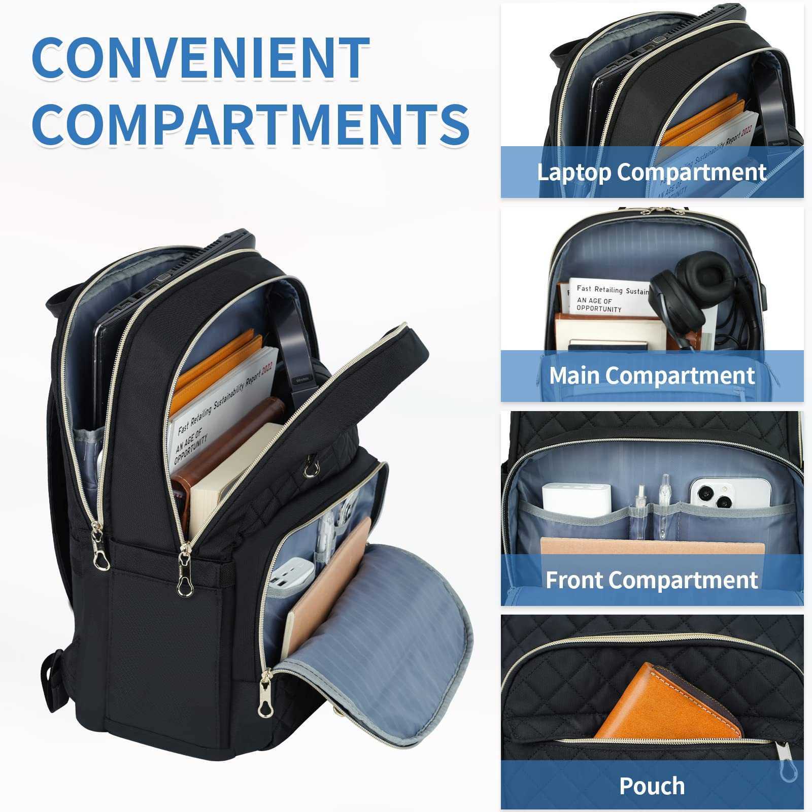 Women s Computer Laptop Backpack Business Commuting Large Capacity Student Schoolbag Outdoor Back Pack 241224 - view 3