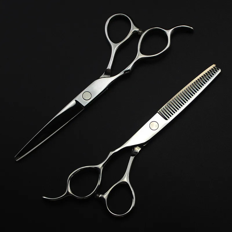professional Japan 440c left handed 5.5 6 silver cut hair scissors haircut thinning barber cutting shears hairdresser scissors 241224