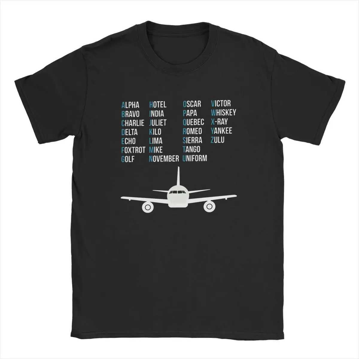 Phone Alphabet airplane pilot gift T-shirt mens fun T-shirt aviation couple T-shirt short sleeved clothing 4XL 5XL 6XL W241223