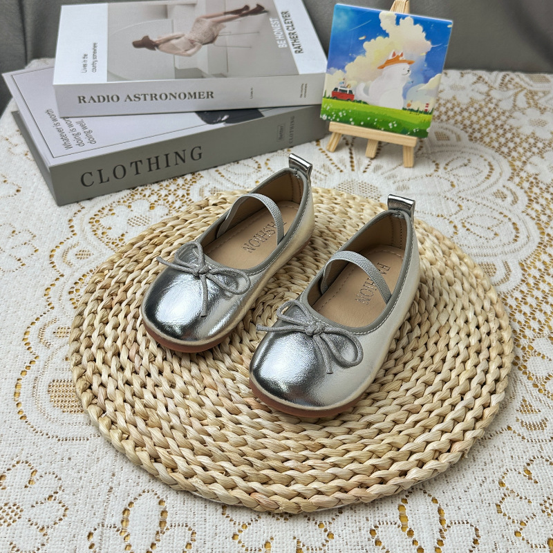 Round Toe Patent Leather Ballet Flats For Baby Girl Classic Bowknot Elastic Band Princess Shoes Happysteps Toddler Kid Soft Dress Dance Shoes Sizes US