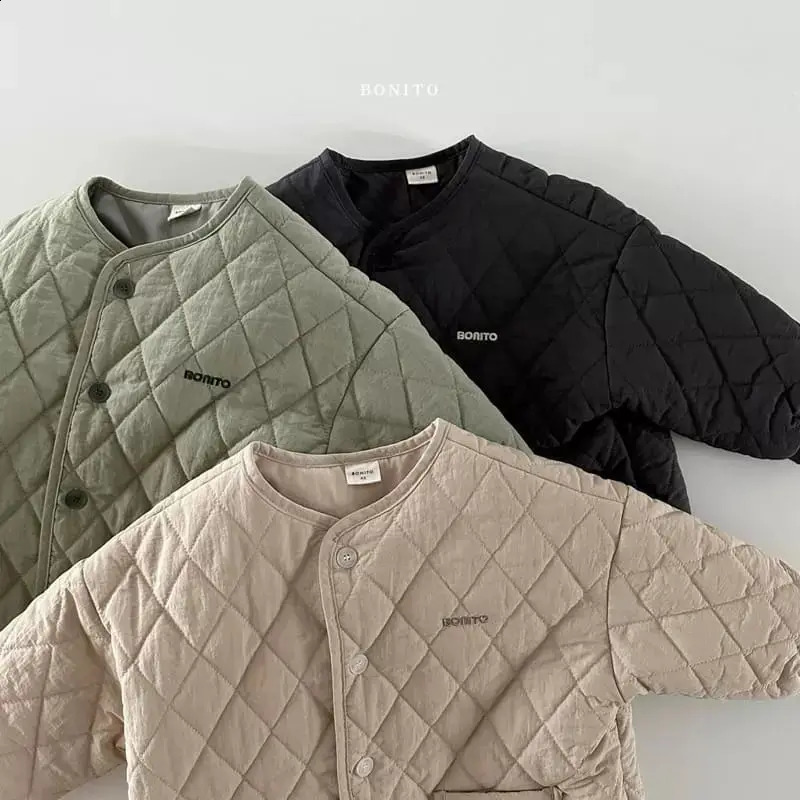 Winter Baby Letter Print Warm Coat Children Long Sleeve Cotton Padded Jacket Solid Infant Girl Thick Warm Clothes 241223