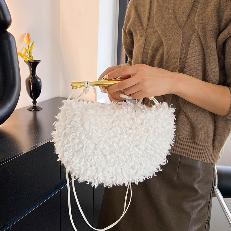 Women Retro Teddy Velvet Bag Famous Brand Designer Leather Handbags Fashion Fluffy Shoulder Crossbody Bags For Women Clutch Tote