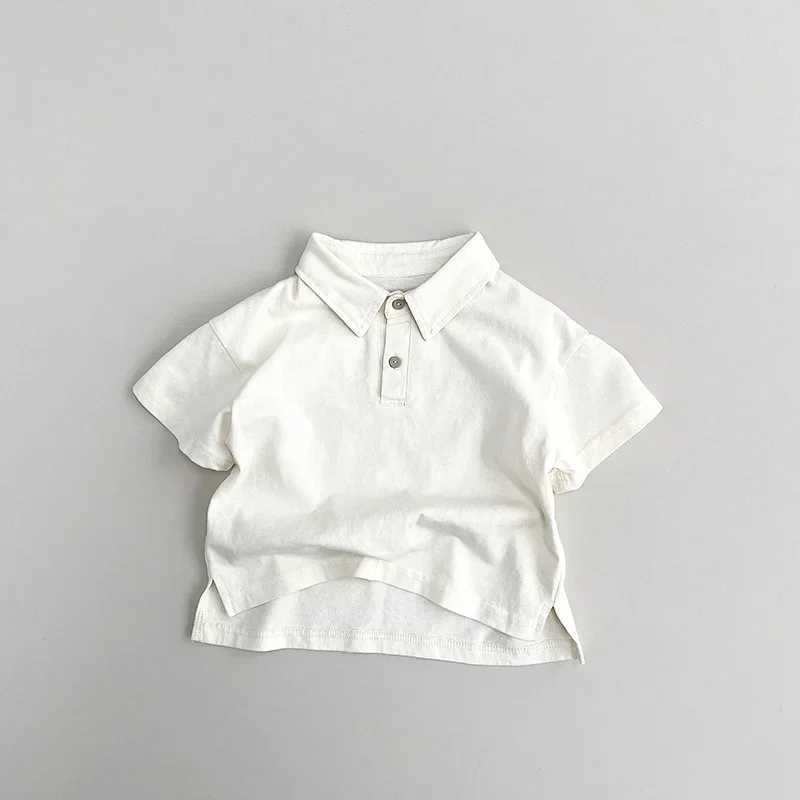 Summer childrens polo shirt 1-8Y boys cotton loose daily button short sleeved top Korean childrens clothing 2024 new item W241223
