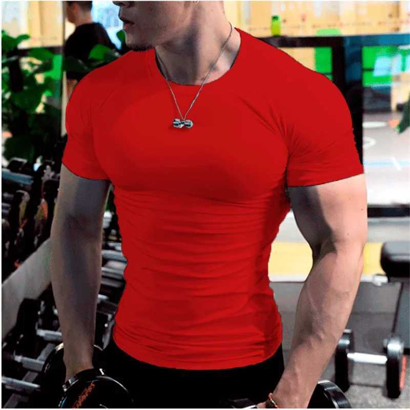 Mens Training Gym T Shirt Compression Fitness Shirts Quick Dry Sport Running Shirt Short Sleeve Soccer Top Bodybuilding T-Shirts W250220