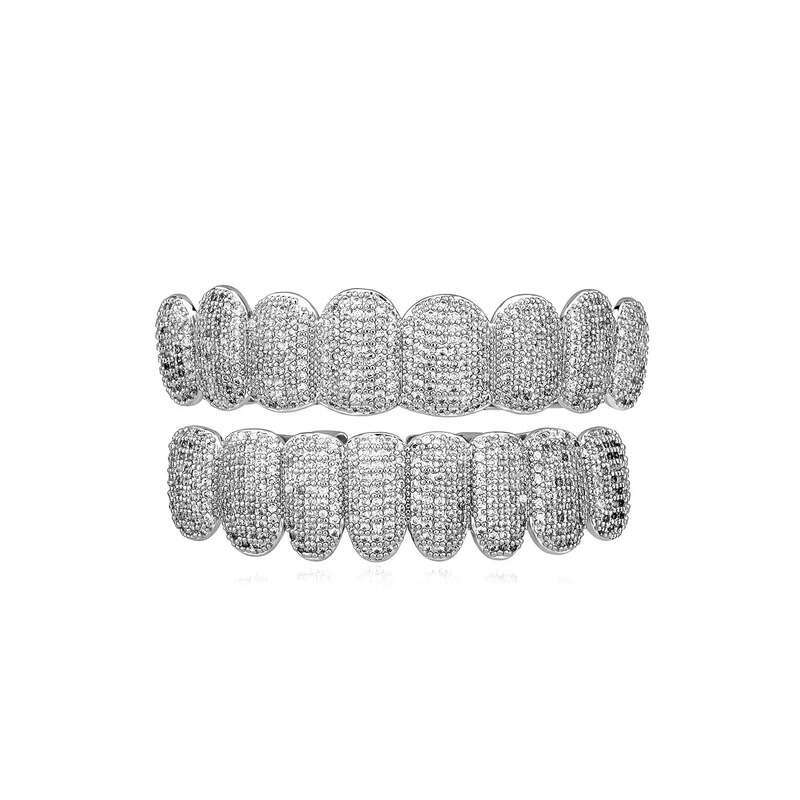 Exclusive customization Moissanite Teeth Grillz iced out Hop Sier decorative braces Real Dia Bg Tooth Grills For Men