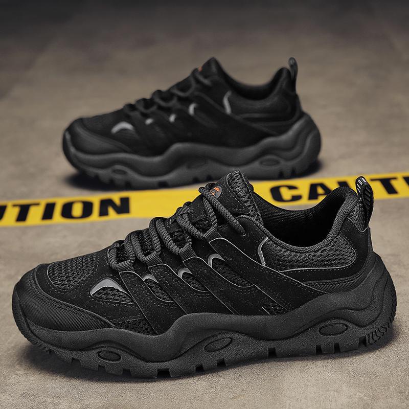 Men Sports Shoes Fashion Simple Style Breathable Chunky Shoes Anti-slip Triple Black Beige Free shipping